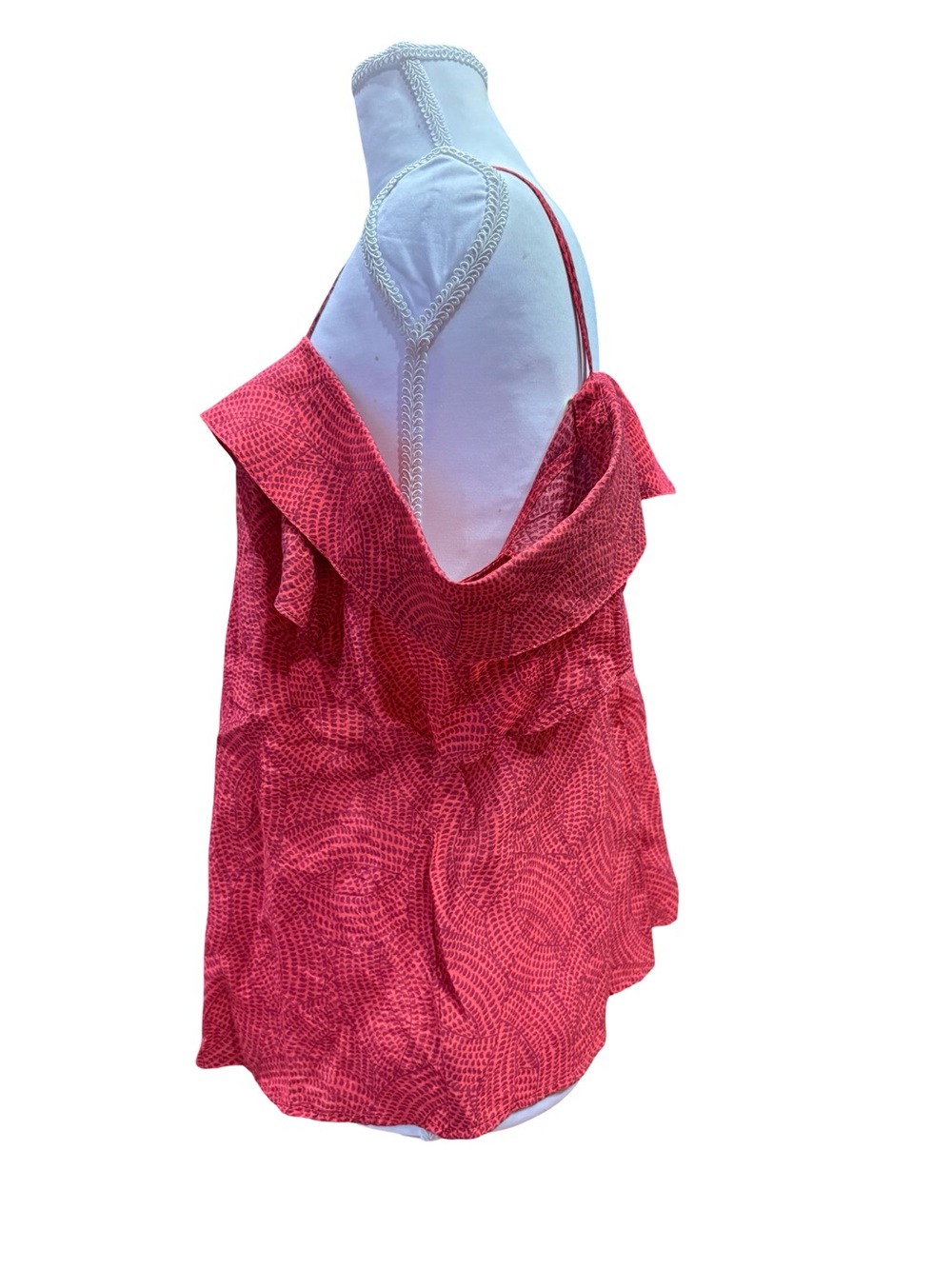 Anthropologie Maeve Off Shoulder Top Medium Coral Ruffle Cold Shoulder Boho - Picture 7 of 12